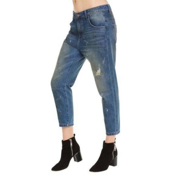 Wildfox Baggy Crop Jean Da Vinci Size 25 Distressed NWT Paint 100% Cotton - Picture 2 of 8